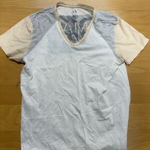 Armani Exchange White and Gray Short Sleeve Tee